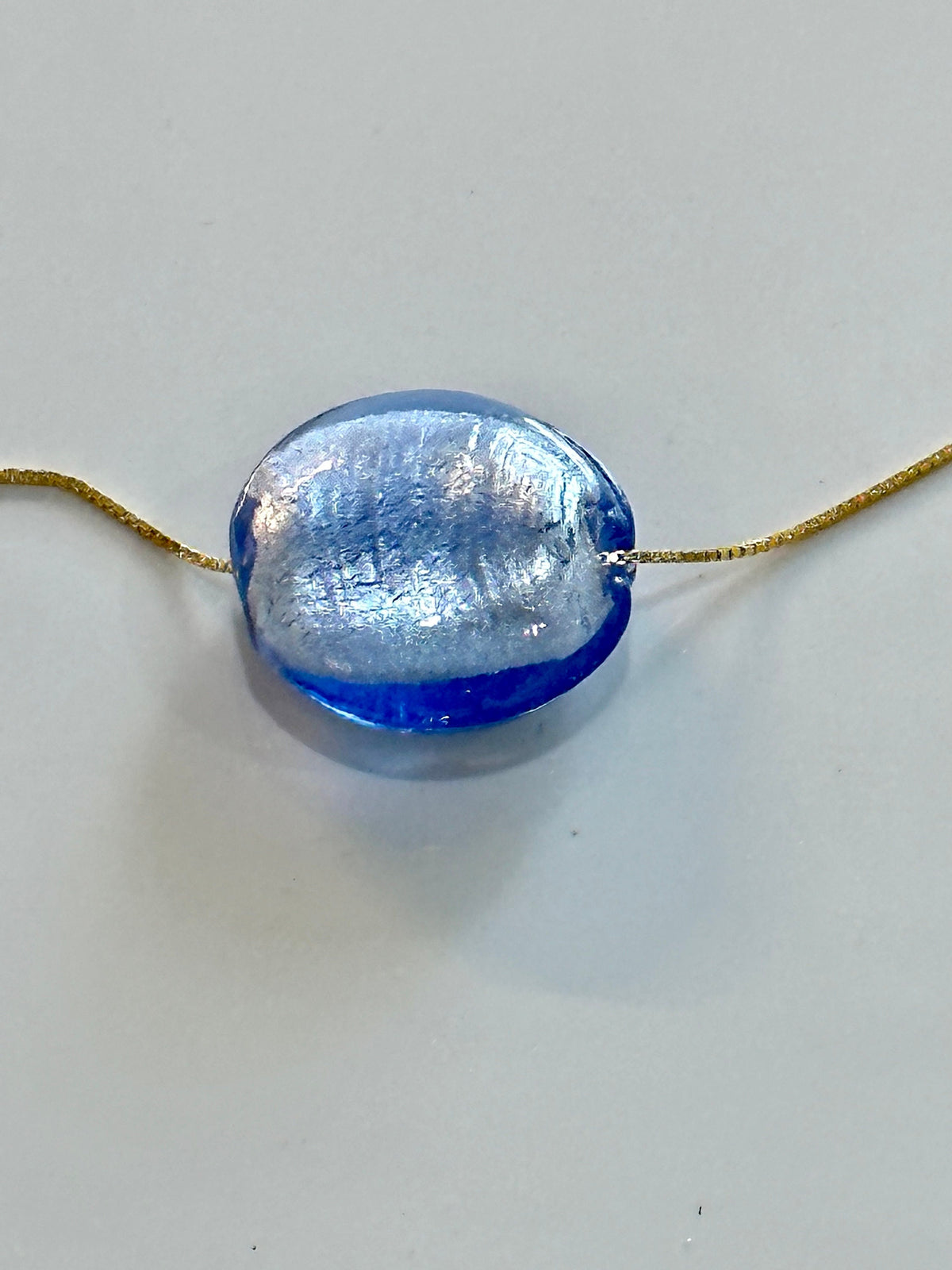 Periwinkle Blue Murano Glass Strung on a Sterling Vermeil Chain