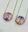 Handmade Iridescent Pink with Swirled Detail Murano Glass on Sterling Chain