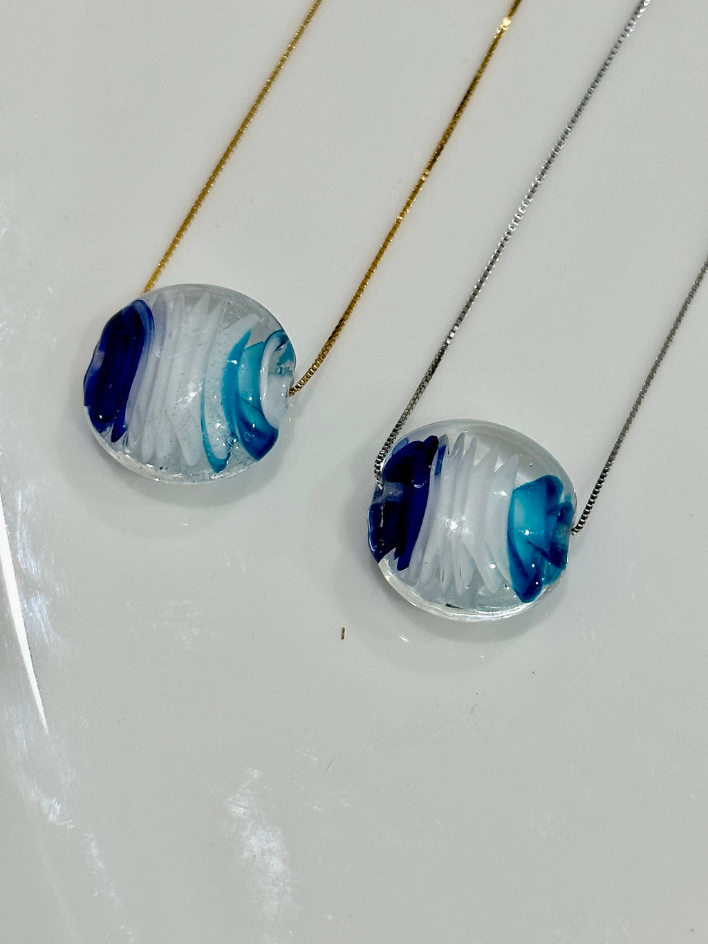 Clear Murano Glass With Lampwork Detail Pendant on Sterling Chain