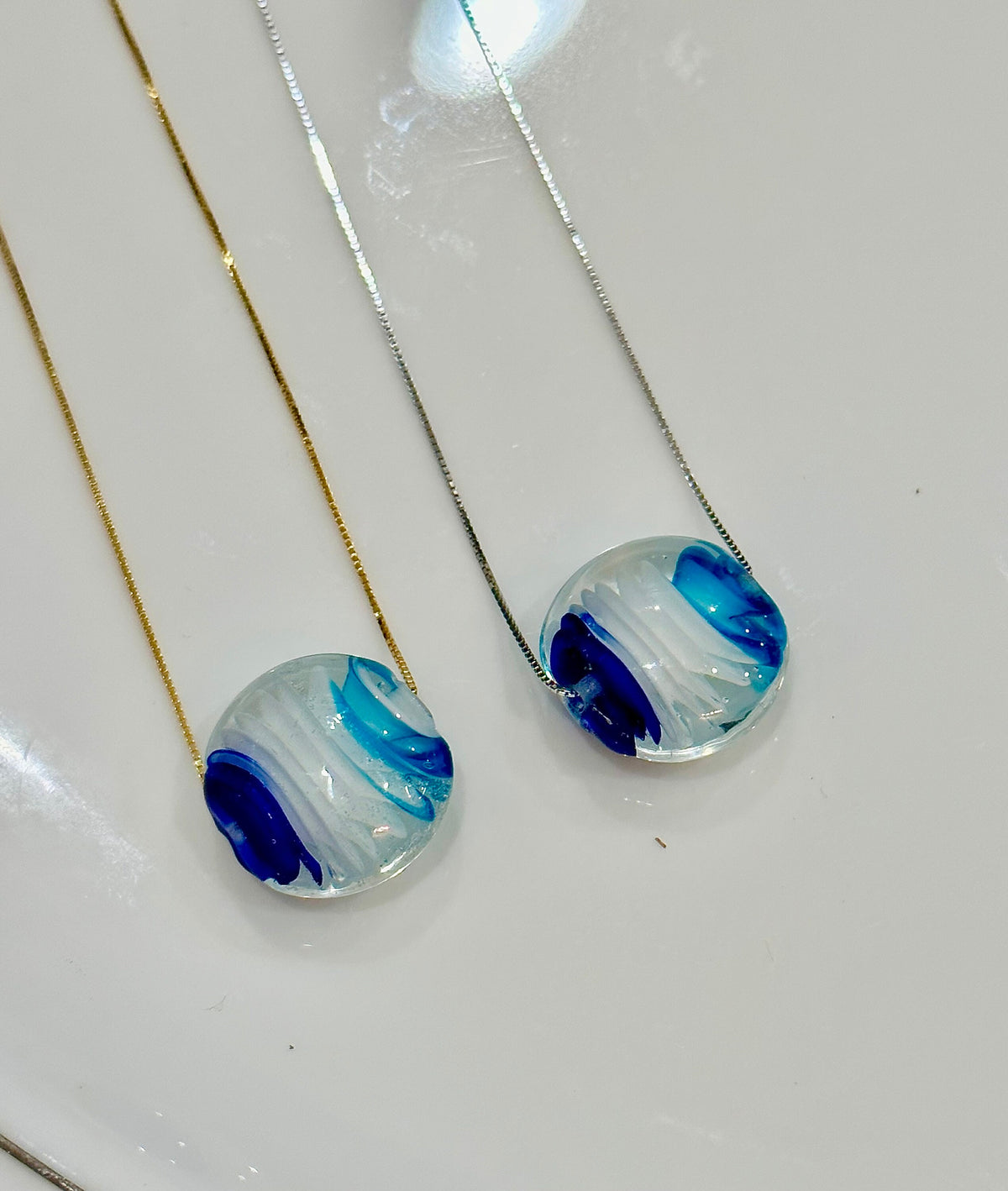 Clear Murano Glass With Lampwork Detail Pendant on Sterling Chain