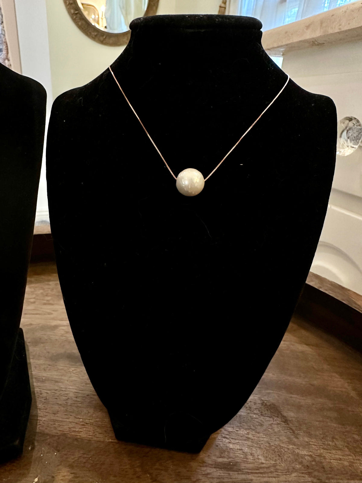 Single Statement Pearl on Sterling Adjustable Chain