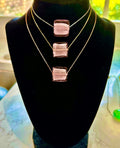 Square Pink Silver Foil Murano Glass on Sterling Chain