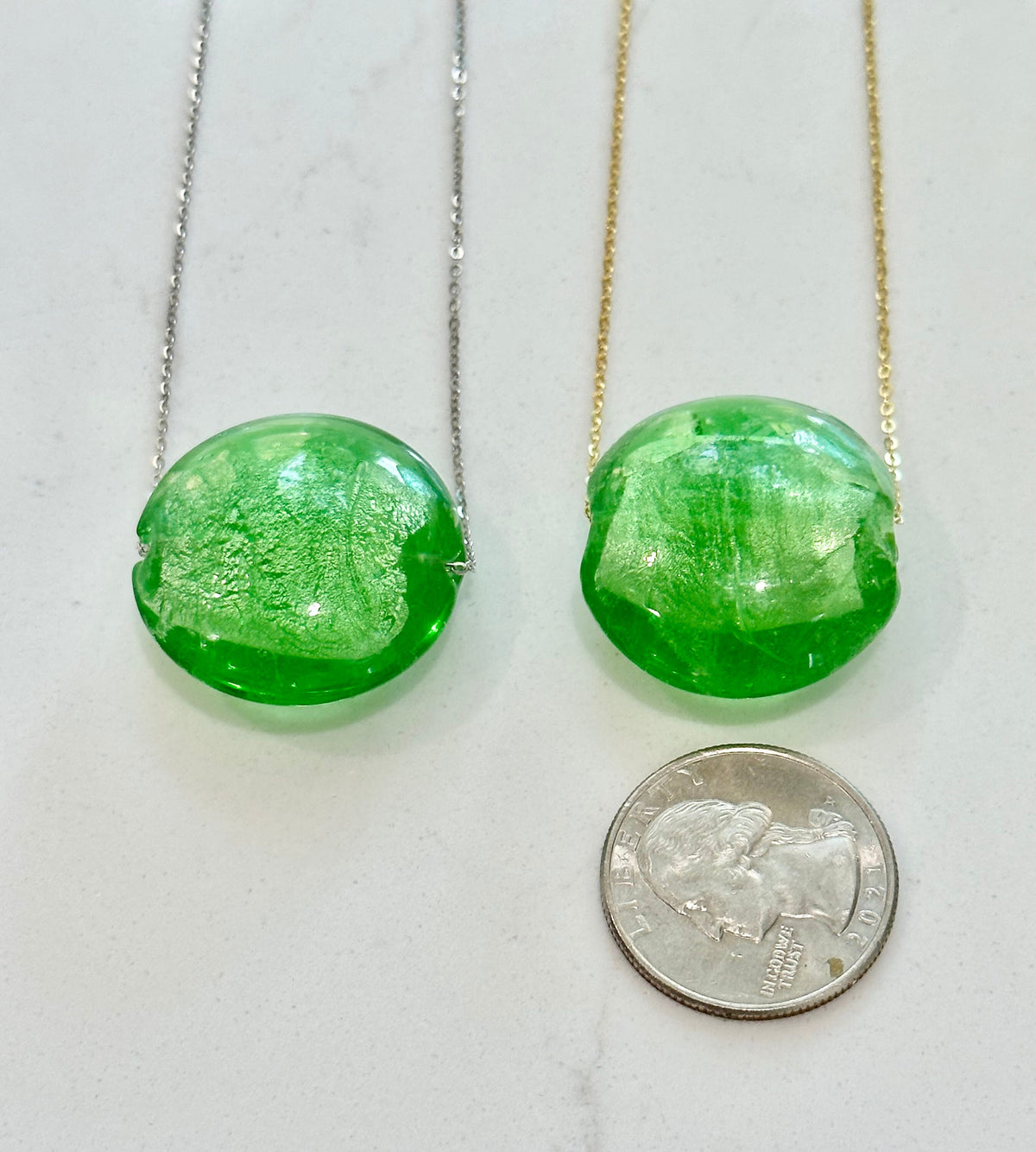 Kelly Green Murano Glass Pendant: Sterling Silver or Leather Necklace