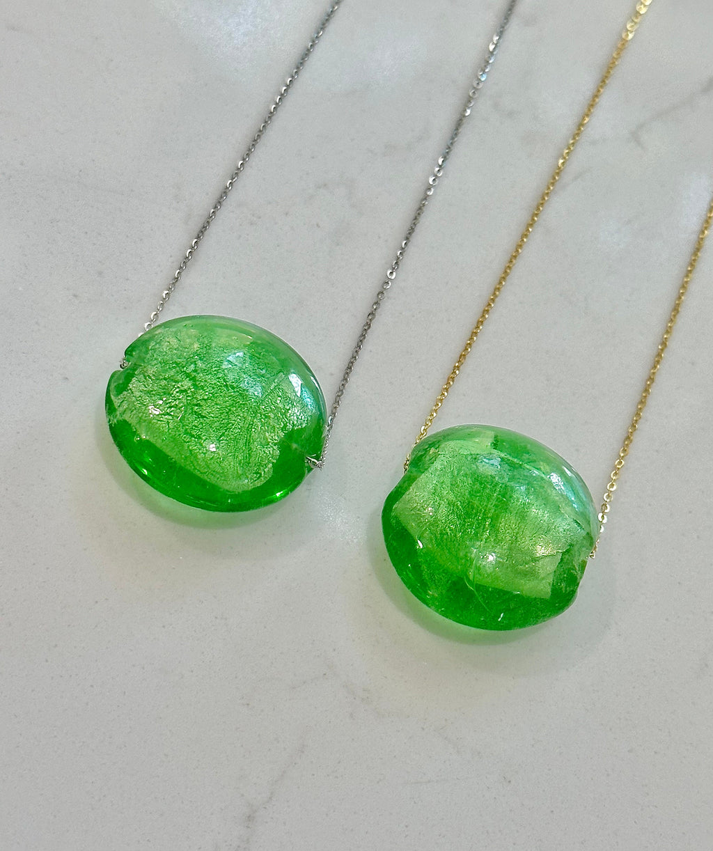 Kelly Green Murano Glass Pendant: Sterling Silver or Leather Necklace