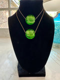 Kelly Green Murano Glass Pendant: Sterling Silver or Leather Necklace