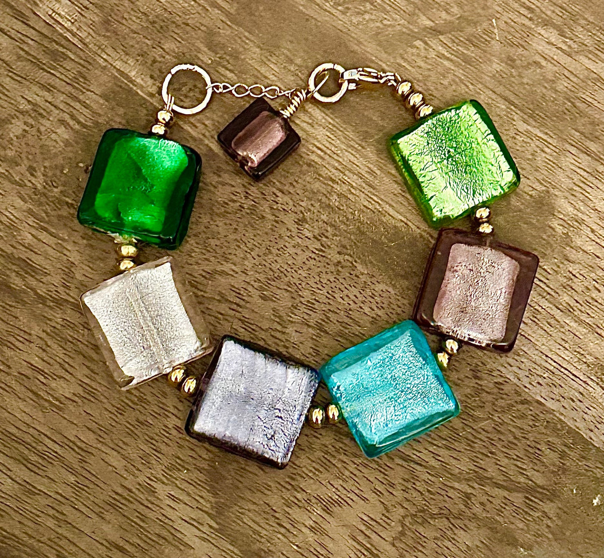 Rosario Leonardi Antique Murano Glass Rainbow Bracelet