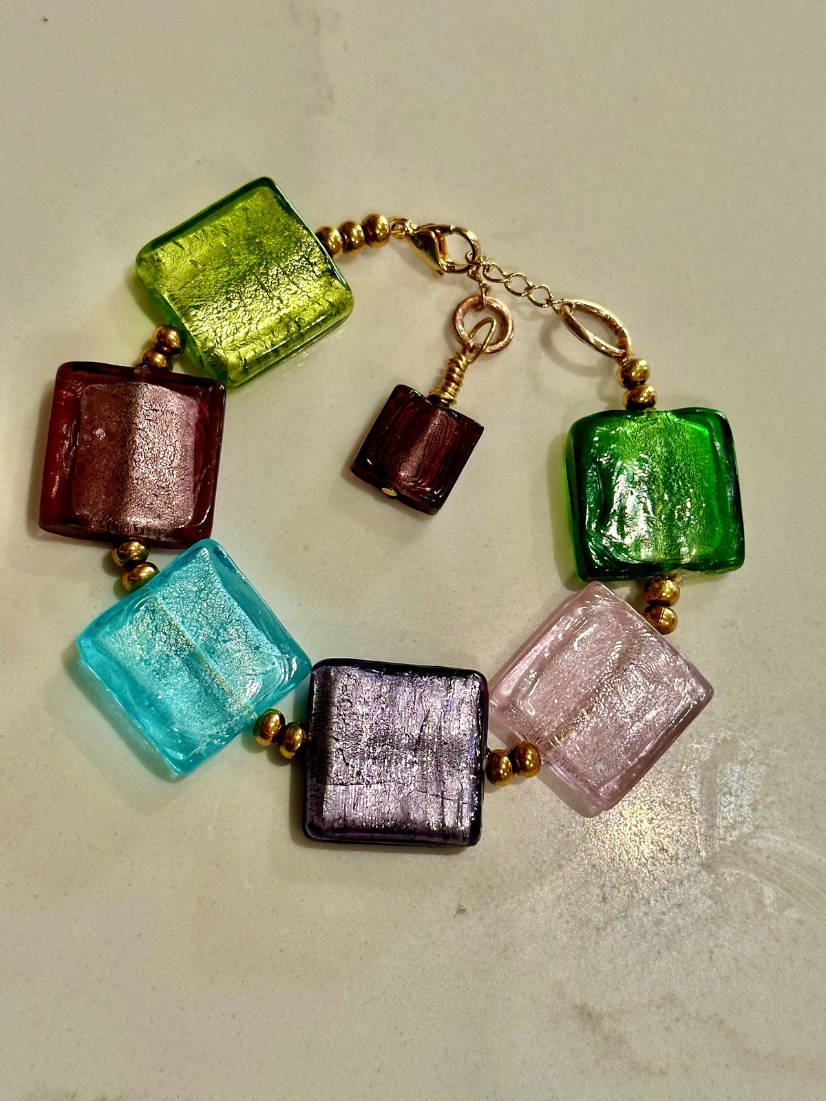 Rosario Leonardi Antique Murano Glass Rainbow Bracelet