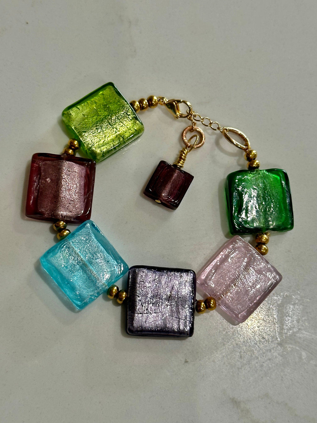 Rosario Leonardi Antique Murano Glass Rainbow Bracelet
