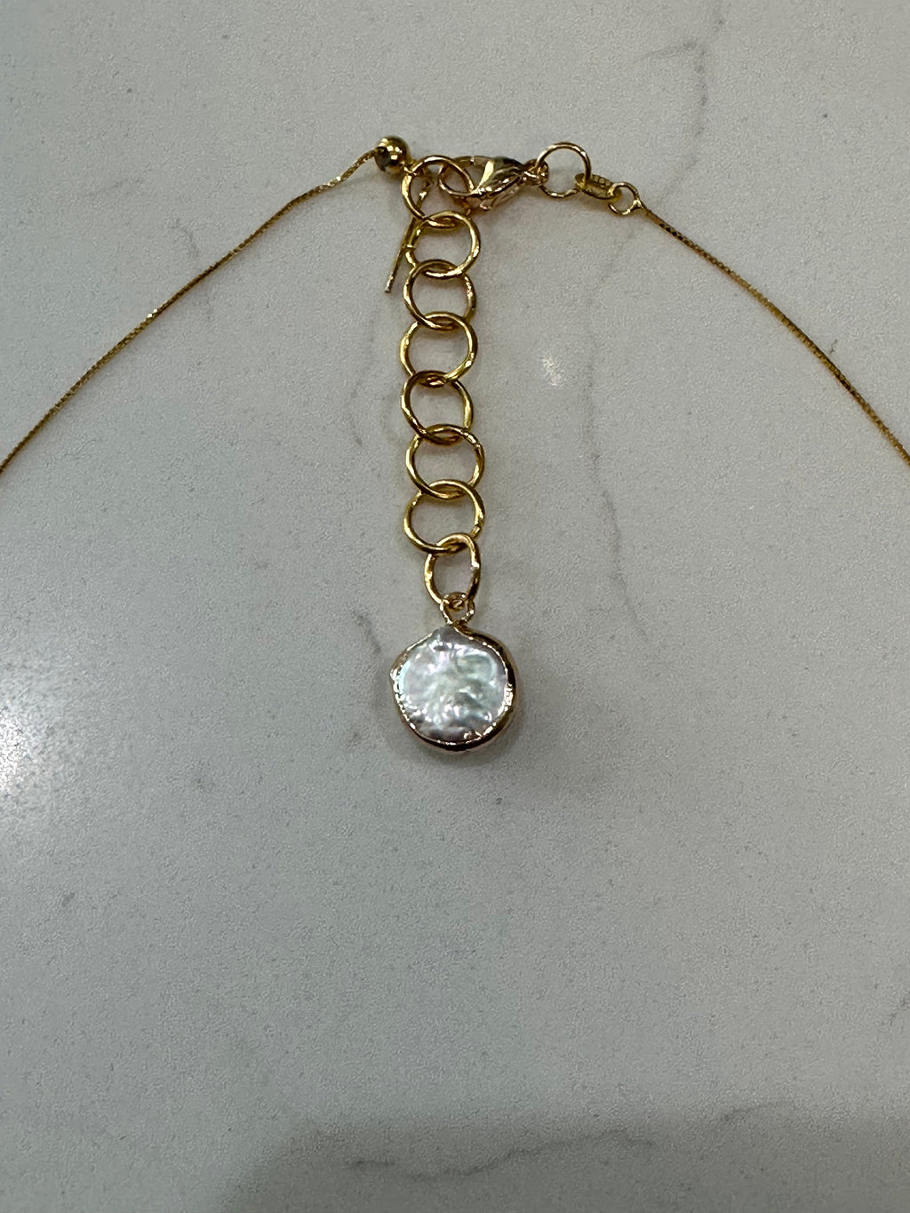 Antique Gold Venetian Murano Glass on Sterling Vermeil Chain