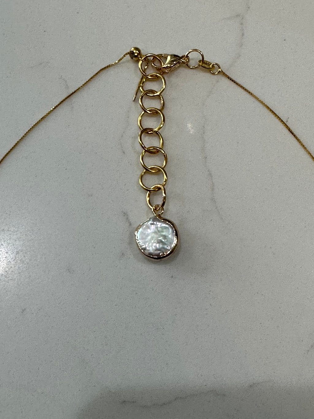 Round Black Murano Glass on Sterling Vermeil Chain