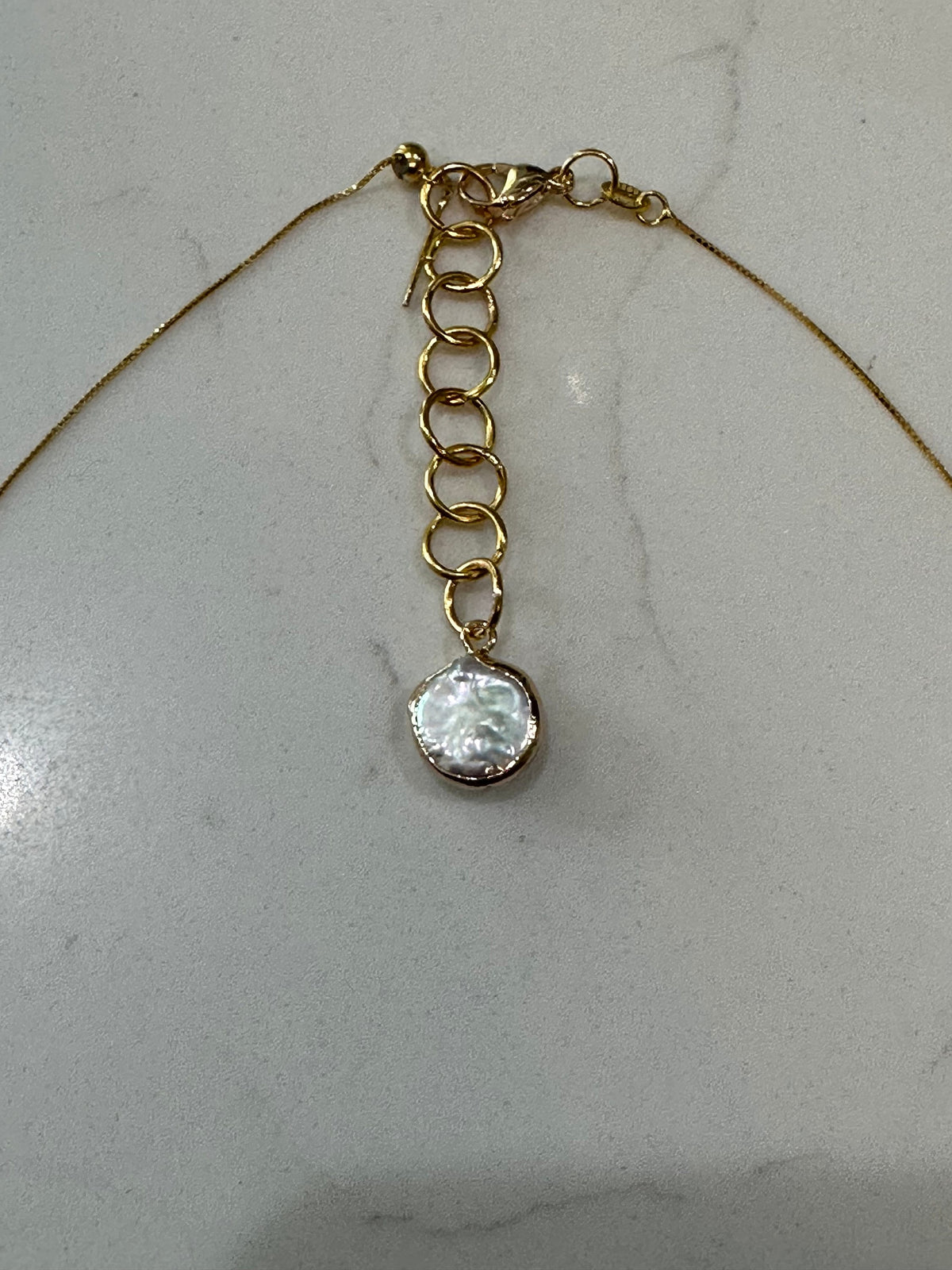 Round Black Murano Glass on Sterling Vermeil Chain
