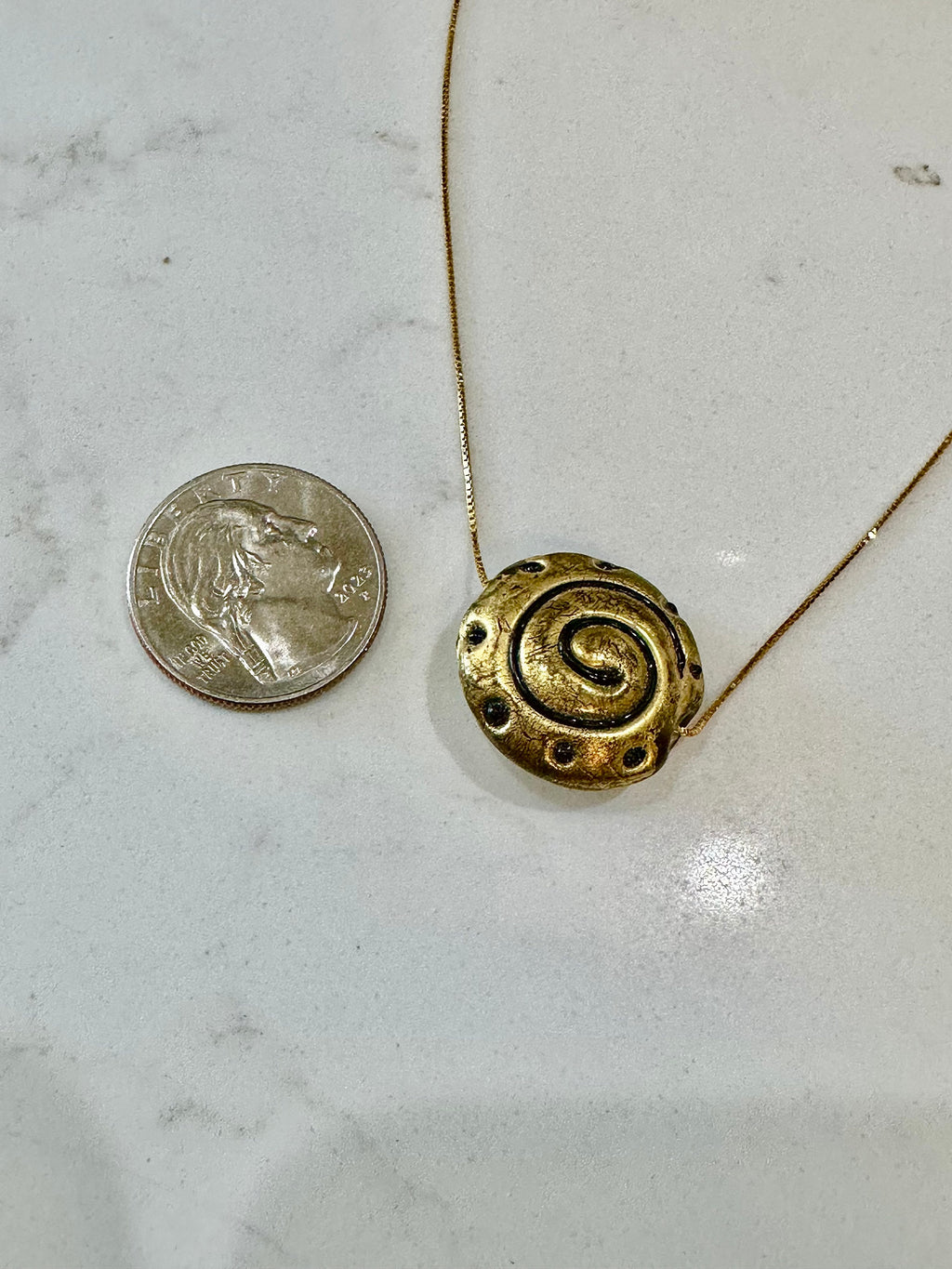 Antique Gold Venetian Murano Glass on Sterling Vermeil Chain