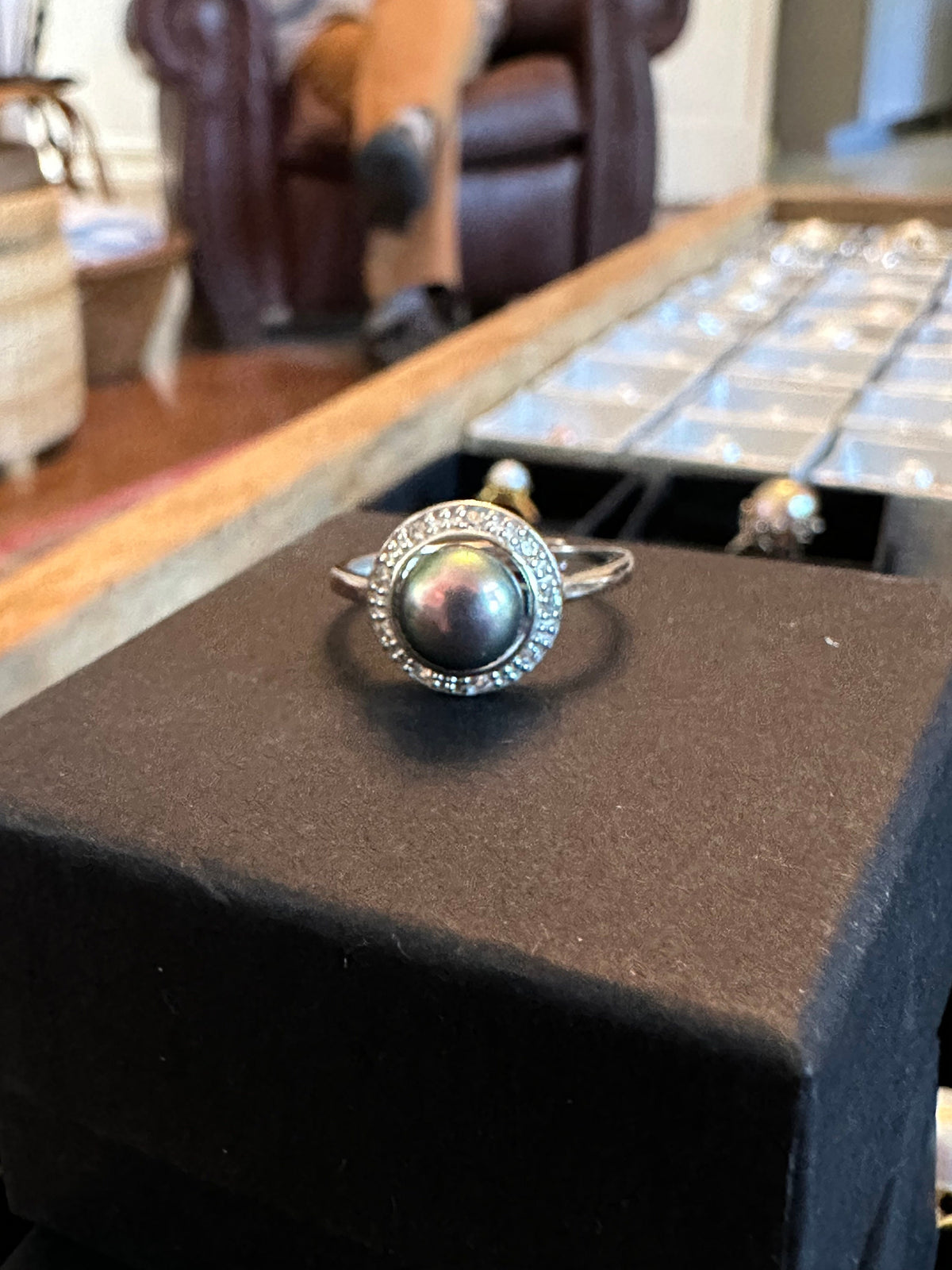 Classic Sterling Silver Ring Featuring Red Round Freshwater Pearl