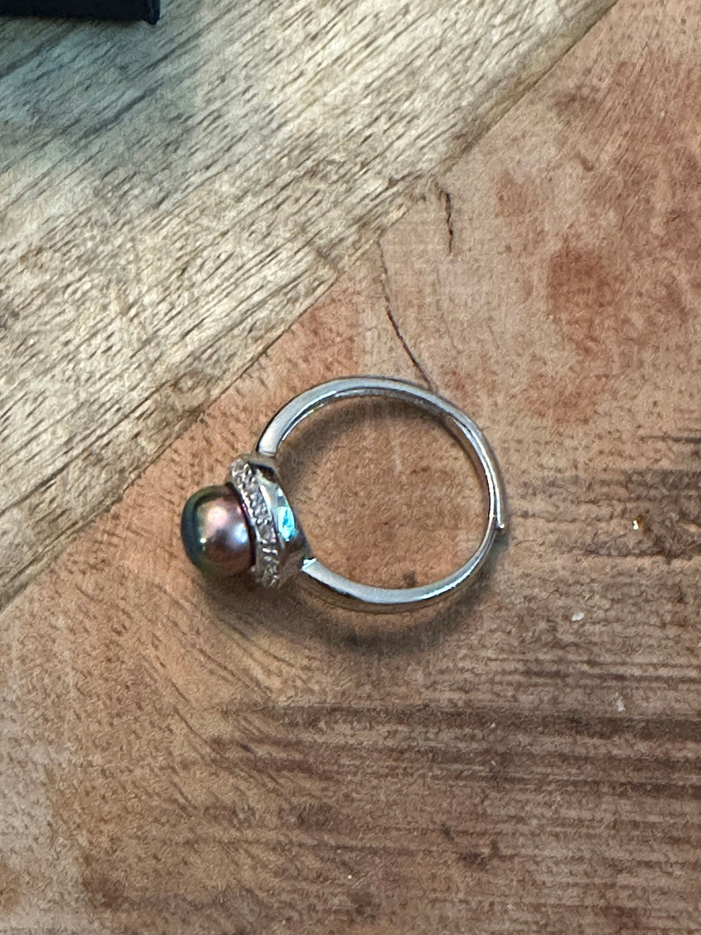 Classic Sterling Silver Ring Featuring Red Round Freshwater Pearl