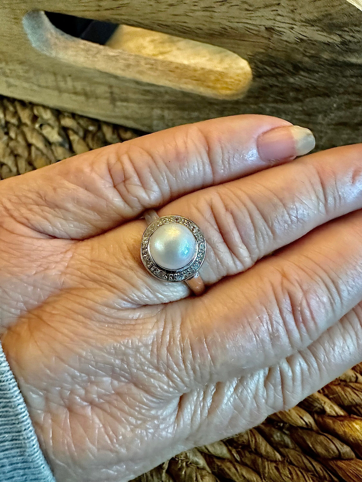 Classic Sterling Silver Ring with White Freshwater Pearl