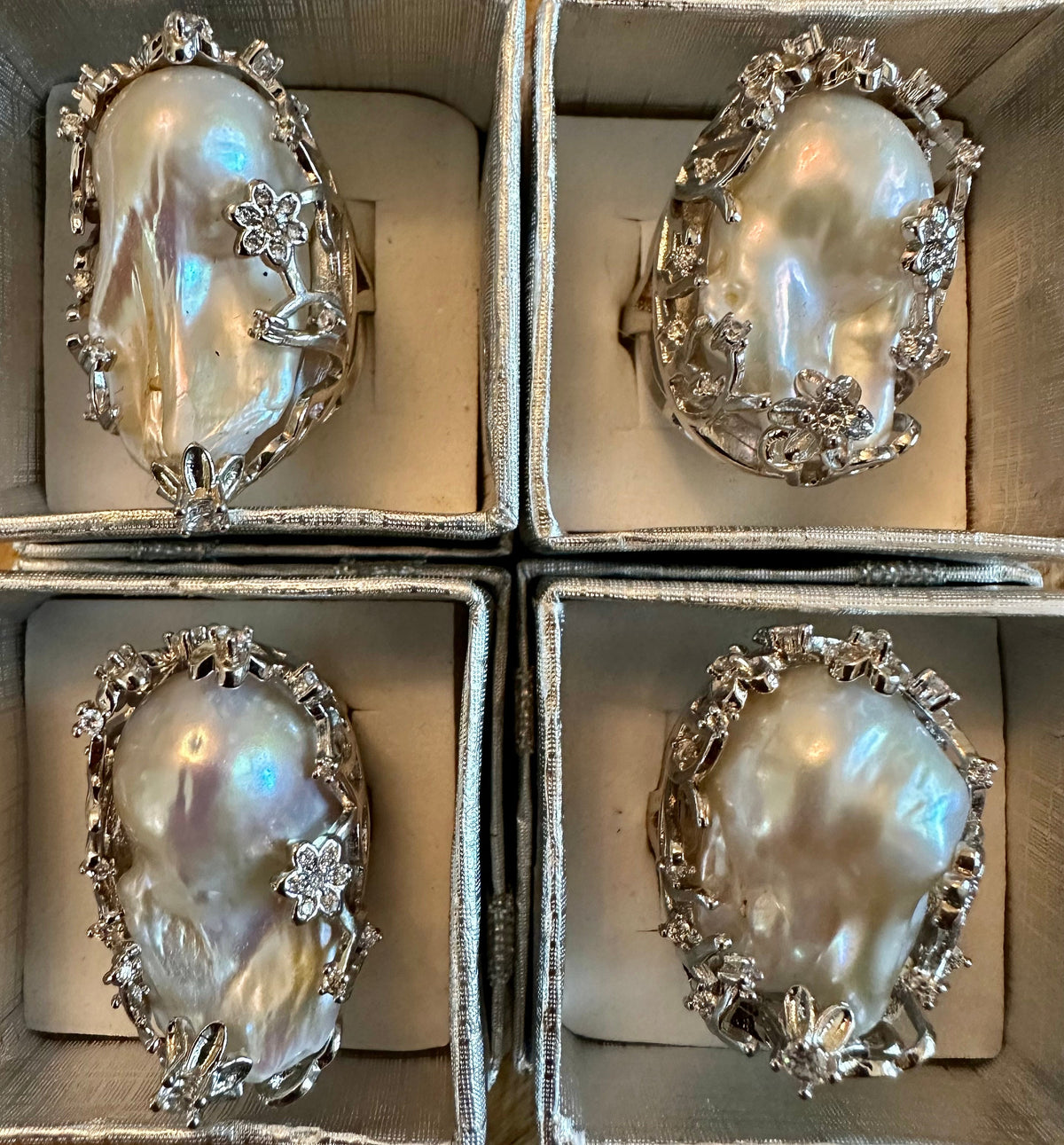 Giant Baroque Pearl Ring: 14k White or Yellow Gold Plated, Adjustable