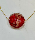 Extra Large Red, Gold and Silver Murano Glass on Sterling Chain