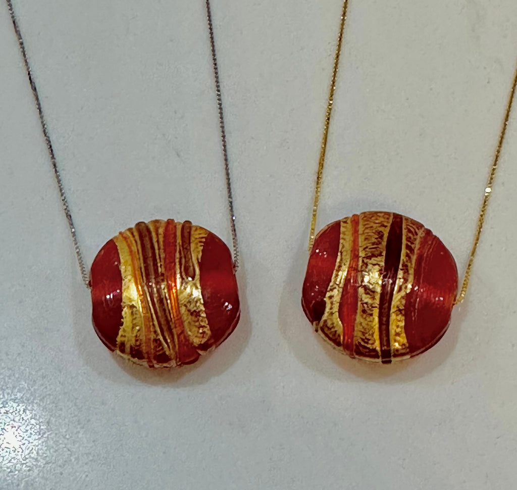 Red Murano Glass on Sterling Chain