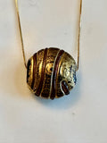 Brown Murano Glass with 14k Gold Leaf on Sterling Chain.
