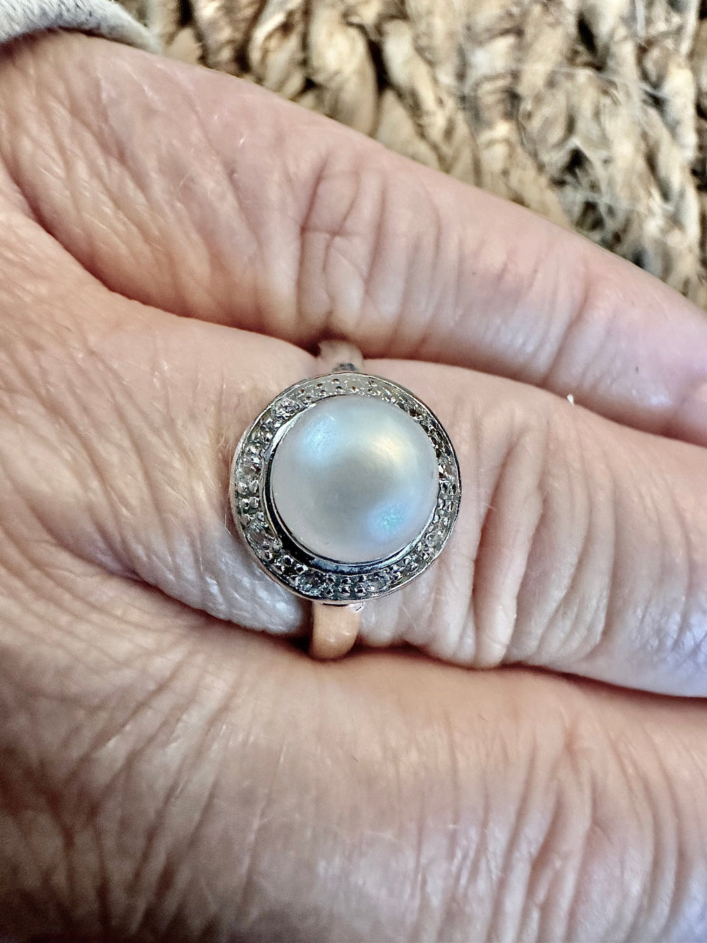 Classic Sterling Silver Ring with White Freshwater Pearl
