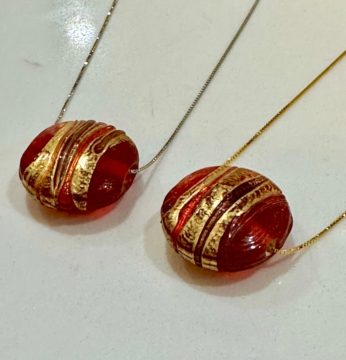 Red Murano Glass on Sterling Chain