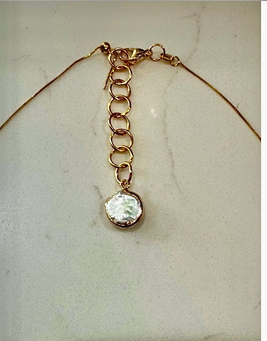 Light Gold Venetian Murano Glass on Sterling Vermeil-Yellow Gold Chain