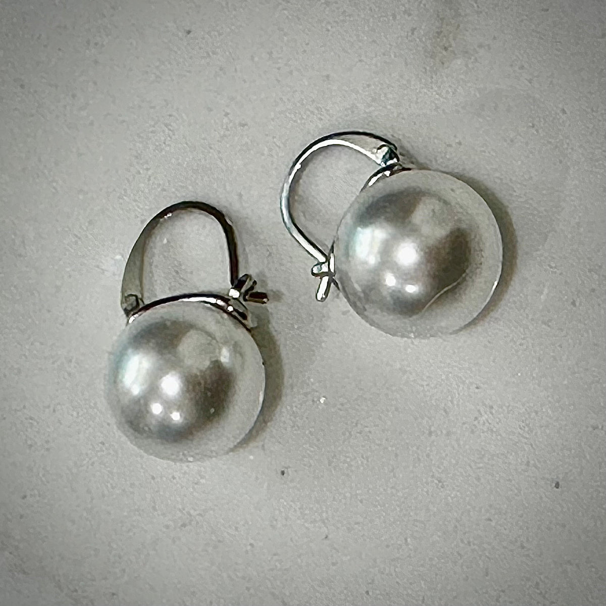 14mm Shell Pearl Earrings: 925 Sterling Silver Post, Gold or Silver