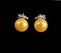 6.5mm gold pearl sterling silver studs