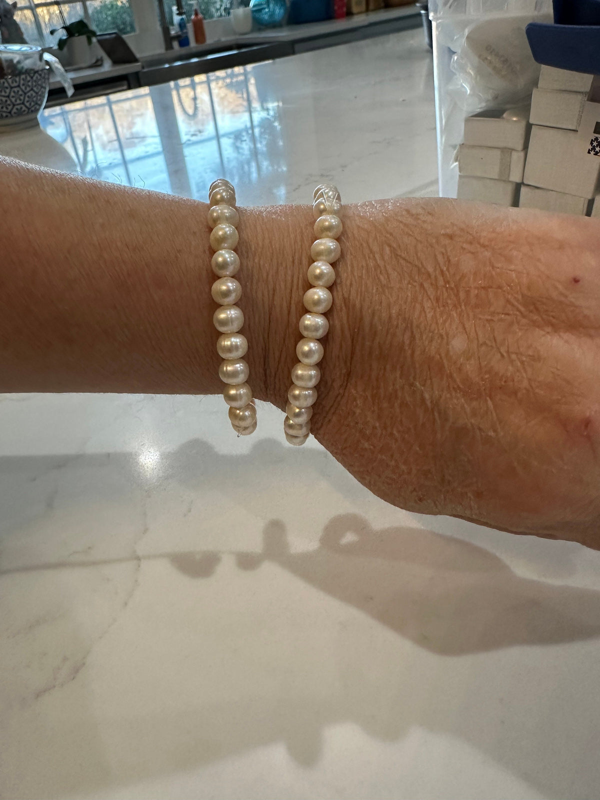 Classic White Freshwater Pearl Stretchy Bracelet