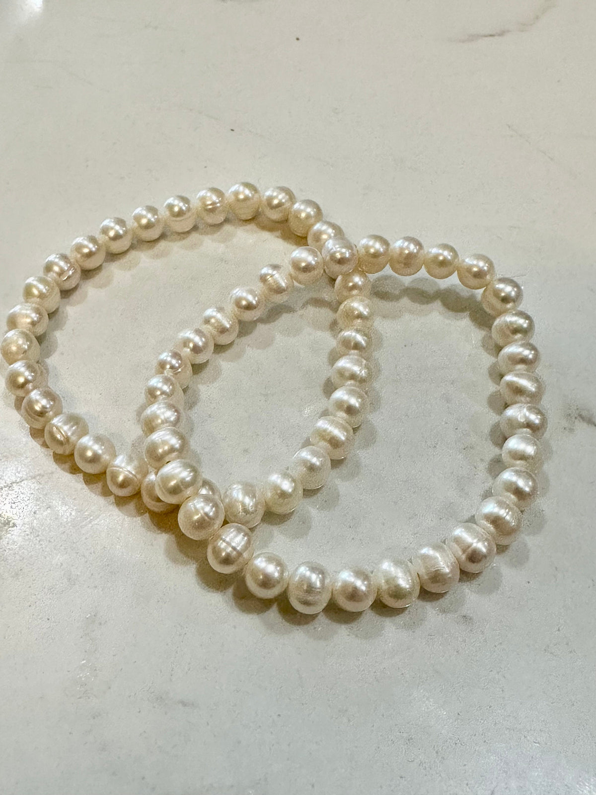Classic White Freshwater Pearl Stretchy Bracelet