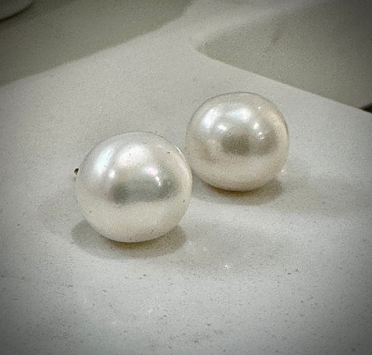 10mm White Button Pearl Sterling Silver Earrings