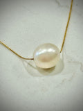 Sterling Silver Oval Pearl Necklace: Adjustable Choker to 18”