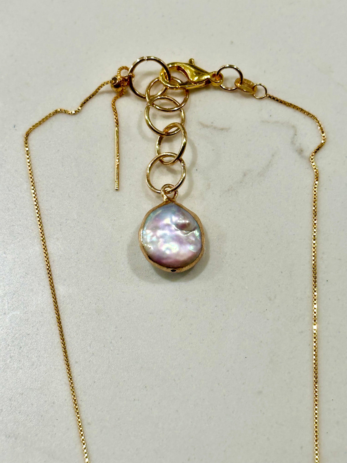 Sterling Silver Oval Pearl Necklace: Adjustable Choker to 18”