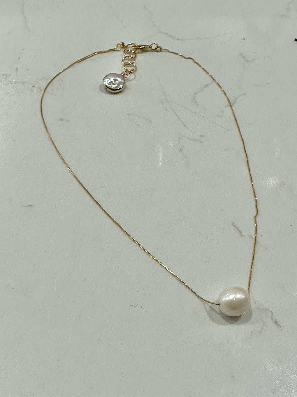 Sterling Silver Oval Pearl Necklace: Adjustable Choker to 18”