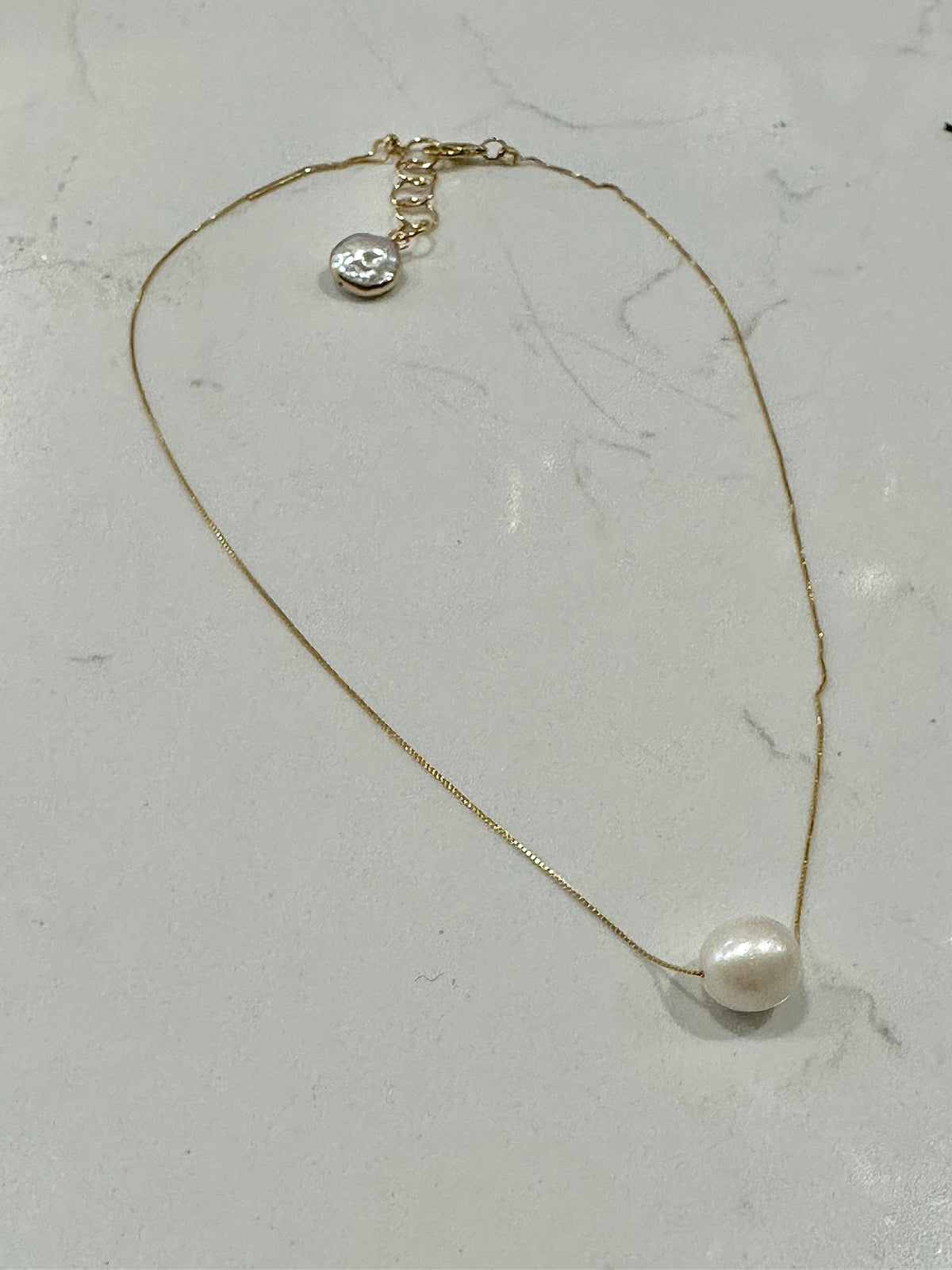 Sterling Silver Oval Pearl Necklace: Adjustable Choker to 18”