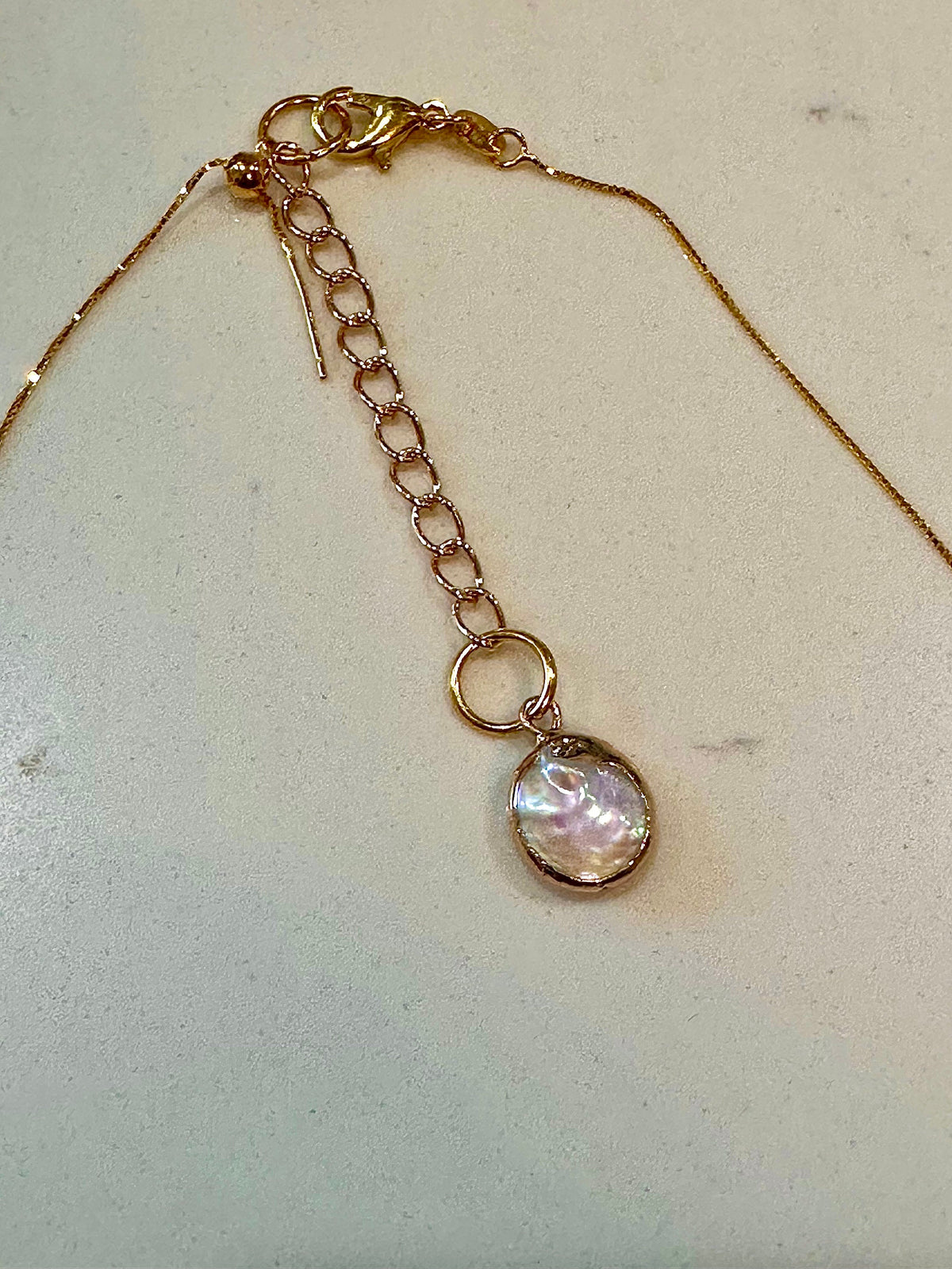 Six Iridescent Deep Purple Pearls Floating on a 925 Sterling Silver Chain-Yellow Gold color