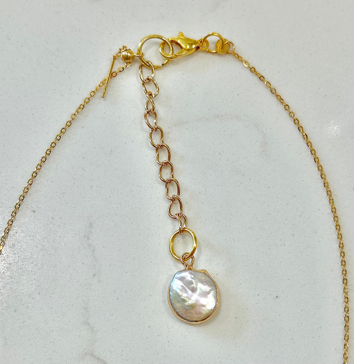 Rare Aqua Murano Glass on Sterling Chain with Yellow Gold Vermeil