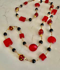 Rosario Leonardi Red and Gold Murano Glass Necklace