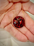 20mm Red Patterned Murano Glass on Sterling Chain Yellow Gold or Silver