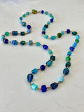 Handmade Murano Glass Bead Necklace: Aqua Turquoise Lampwork Jewelry