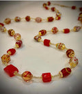 Red Murano Glass Bead Necklace: Venetian Lampwork, Gold Findings