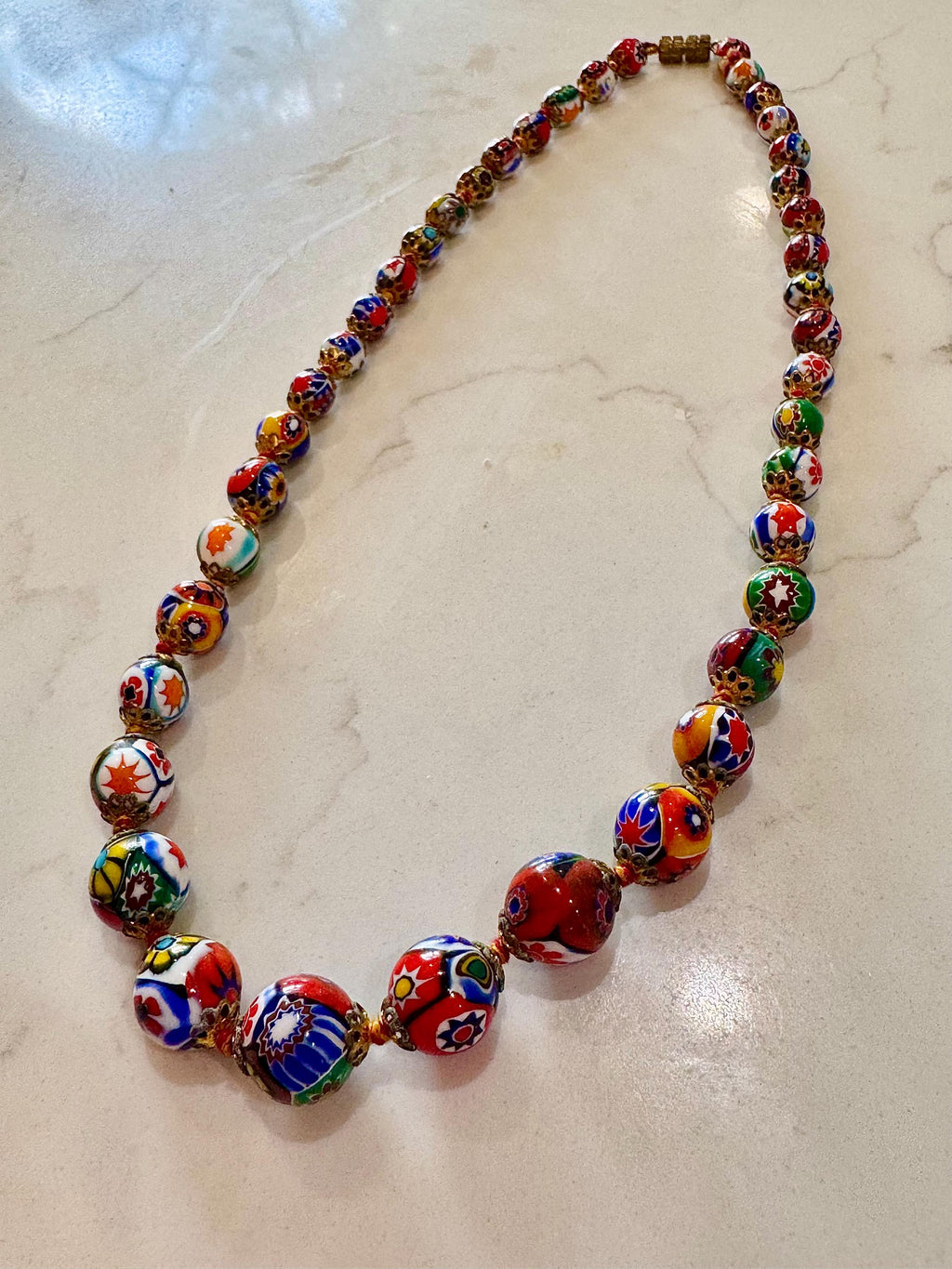 Vintage Ercole Moretti Murano Glass Millefiori Bead Necklace
