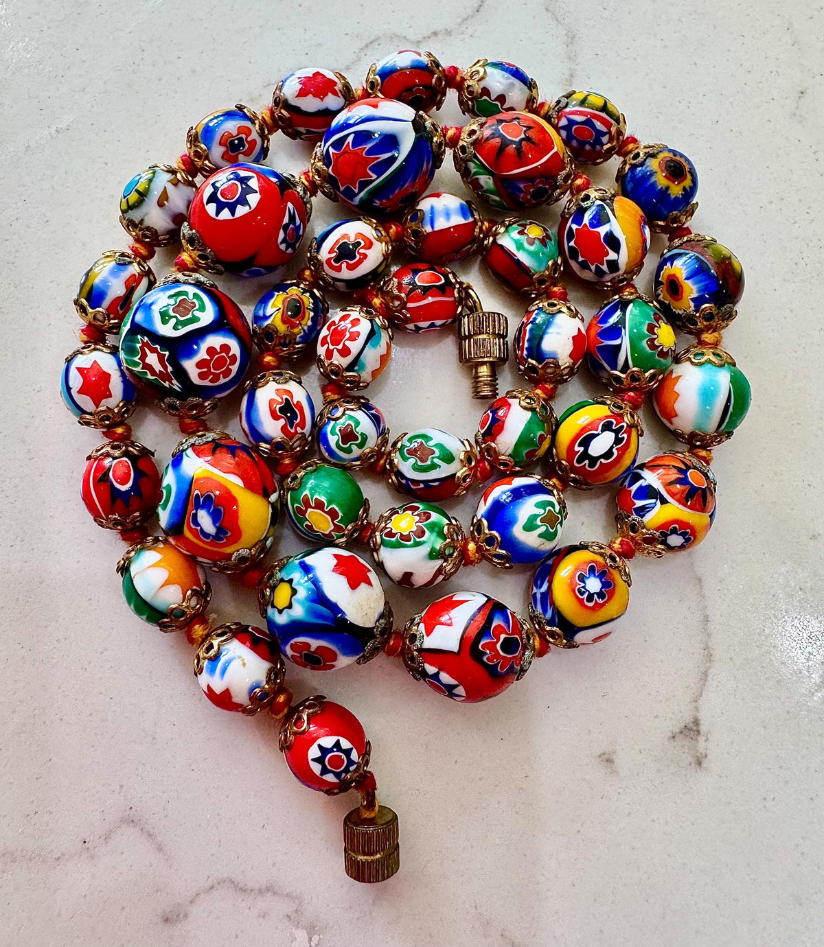 Vintage Ercole Moretti Murano Glass Millefiori Bead Necklace