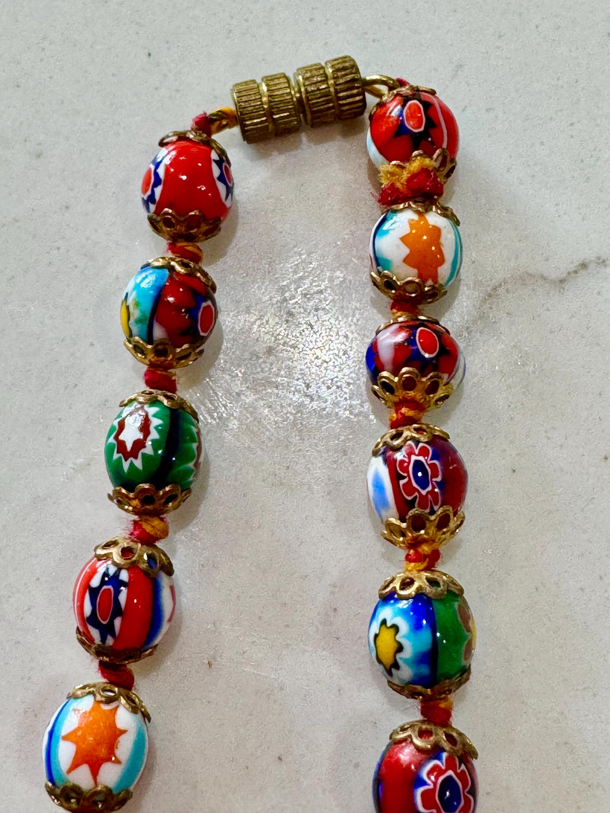 Vintage Ercole Moretti Murano Glass Millefiori Bead Necklace