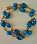 Rosario Leonardi Czech Aventurine Blue Torquoise Glass Necklace