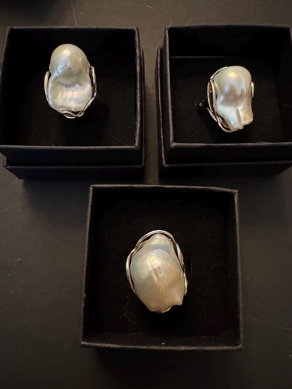 Affordable Giant Iridescent White Flameball Pearl Ring