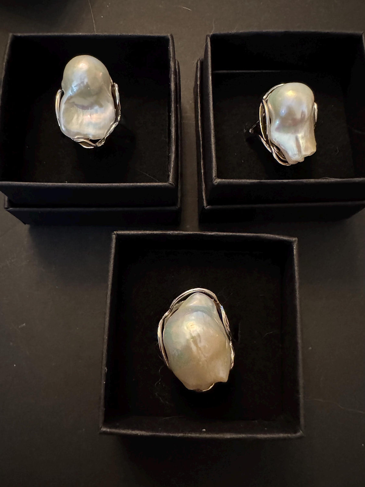 Affordable Giant Iridescent White Flameball Pearl Ring