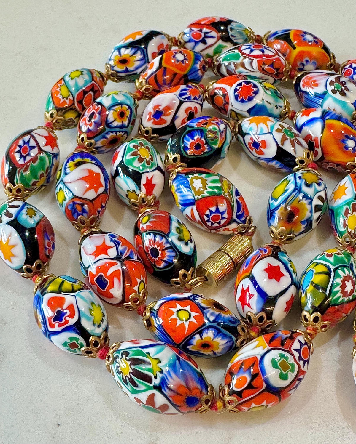 Vintage Ercole Moretti Millefiori Murano Glass Necklace, 26"