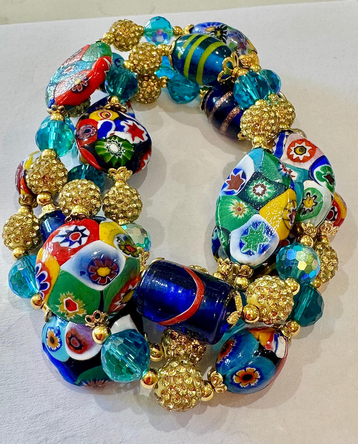 Rosario Leonardi Millefiori Necklace: Rare Venetian Snowshoe & Coin Glass Beads