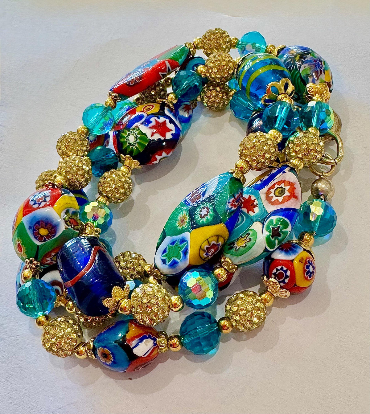 Rosario Leonardi Millefiori Necklace: Rare Venetian Snowshoe & Coin Glass Beads